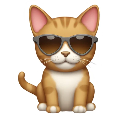 Light brown cat with heart sunglasses  sticker