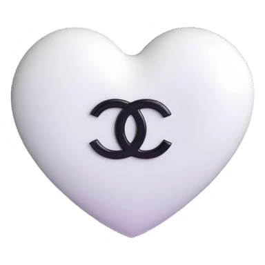 Add a Chanel logo to the heart, keep it elegant, glossy, black and white, 3D emoji style, with no background. sticker