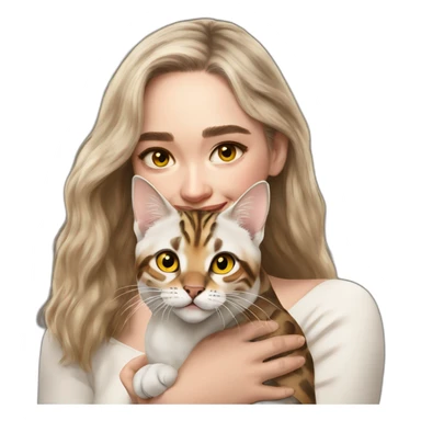 Emilia Clarke holds a Bengal cat with yellow eyes sticker