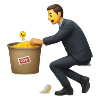 Hombre depositando voto en una urna sticker