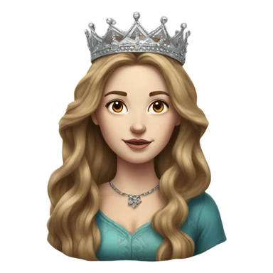 Hyperrealistic beautiful white girl wearing crown, tattoo with long brown hair  sticker