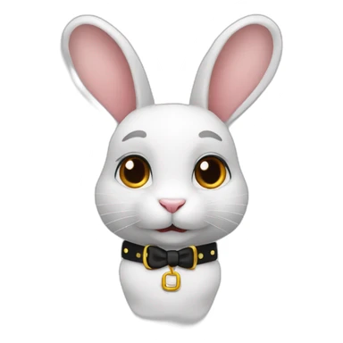 Rabbit White with collar with the name " Polito" name " polito" sticker