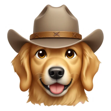 golden retriever with a cowboy hat sticker