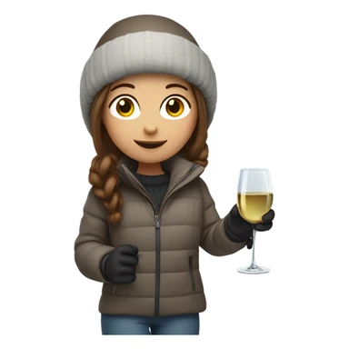 Snowboarding white girl with brown hair holding wine sticker