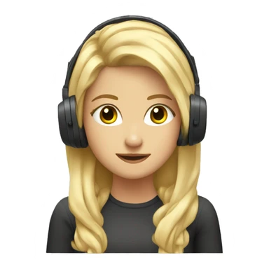 Blonde girl with headphones on at computer sticker