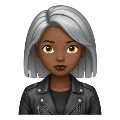 black woman with metalic hair lether jacket sticker