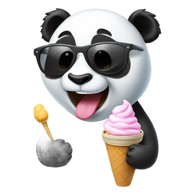 Panda with sunglasses eating ice cream sticker