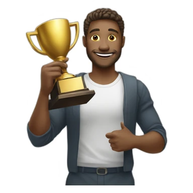 the white man holding the gold trophy Celebrating sticker