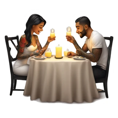 romantic candle light dinner for beautiful tattooed couple sticker