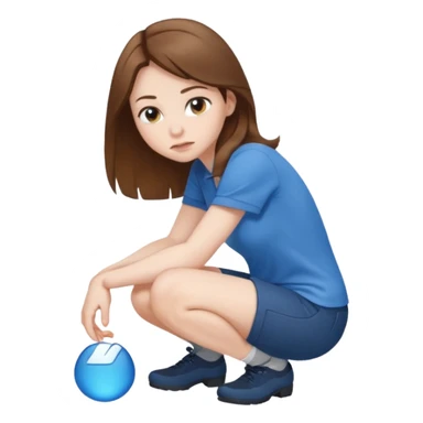 brown haired woman crouching sticker