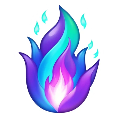Shiny epic iridescent green blue and purple flame sticker