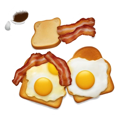“Two fried eggs, crispy bacon, and buttered toast on a plate.” sticker