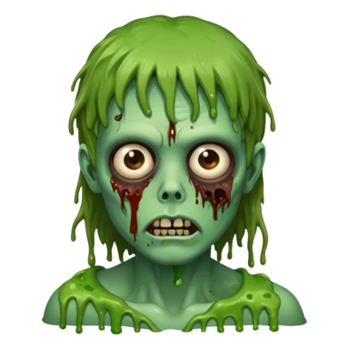 zombie slime youthful face, messy brown fringe, sticker