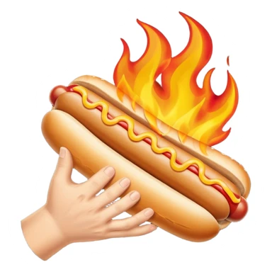 Hand Holding a Flaming Hotdog sticker