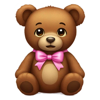 brown teddy bear with pink bow sticker