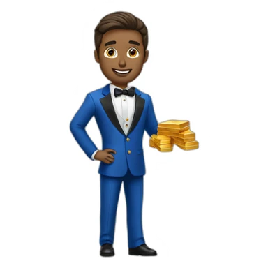 Posh-man-with-blue-suit-offering-goldbar sticker