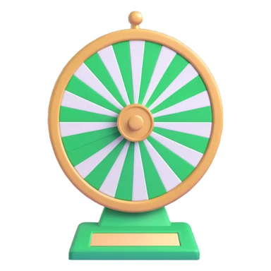 spinning prize wheel with alternating green and white sections sticker