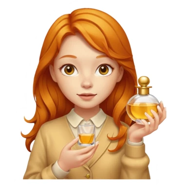 Ginger cute girl in autumn and she has perfume in her hand sticker