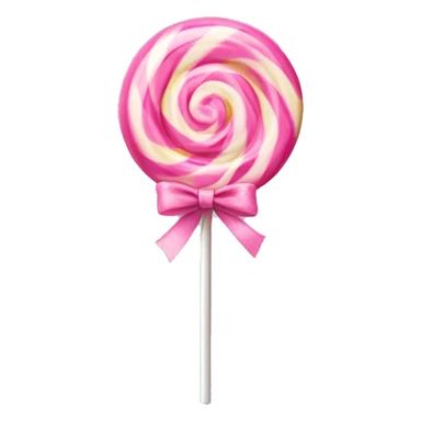 Realistic pastel lollipop candy with pink ribbon bow on the stick. sticker