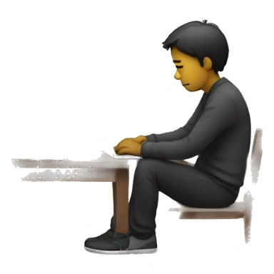 sad person with laptop sticker