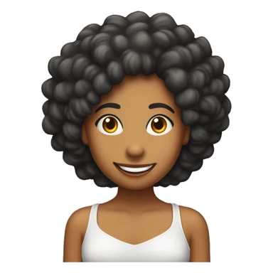 Chica un poco morenita, con cabello rizado pero no afro linda sonrisa y dientes separados  sticker