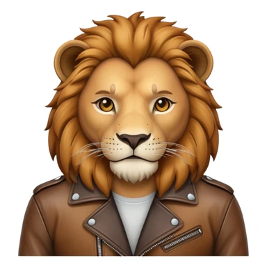 lion in a leather jacket, standing confidently sticker