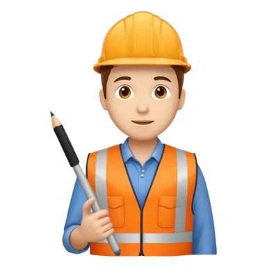 worker wearing orange west holding a ruler sticker