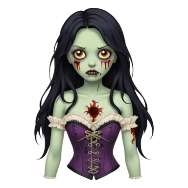 zombie girl, long black hair and corset sticker