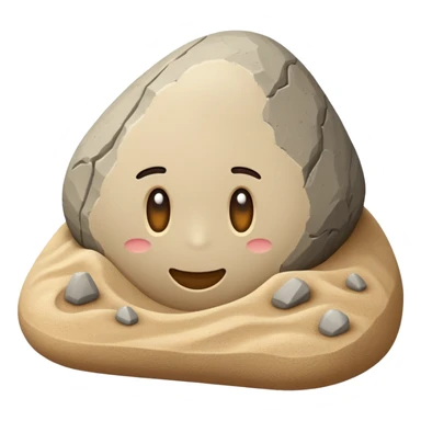 generate realistic detailed stone in 3d style with sand  sticker