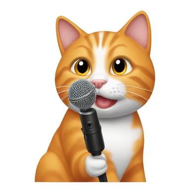 Orange and white cat holding microphone  sticker