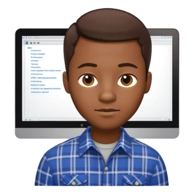 Black man with short brown hair, plaid shirt, sophisticated software engineer vibe sticker