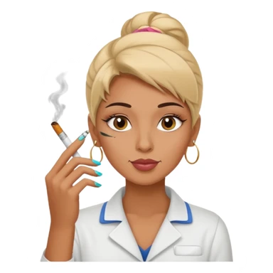A nail tech smoking sticker
