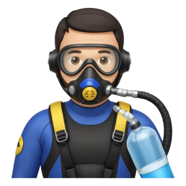 Man 38 dark hair, short beard, mideteranean, slightly overweight, scuba diving. Portrait sticker