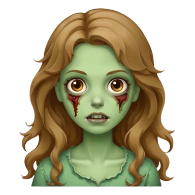 Zombie green pretty girl, wavy, long and very light brown hair and brown eyes  sticker