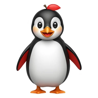 penguin apple emoji laughing sticker