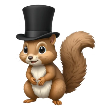Squirrel (All of its fur gray colored), with a completely black tophat sticker