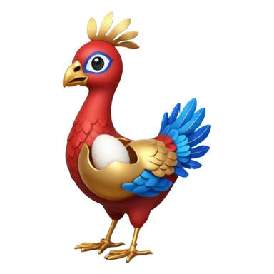 A 3D cartoon Sankofa bird with its head turned backward holding an egg in its beak, symbolizing learning from the past, vibrant colors, smooth lighting, Memoji-style rendering. sticker