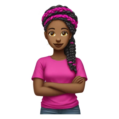 Fille avec des tresse africaine longue et fine et tee shirt fushia sticker