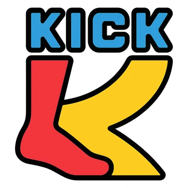 kick logo, modern, bold, energetic, suitable for a streaming platform, vibrant colors sticker