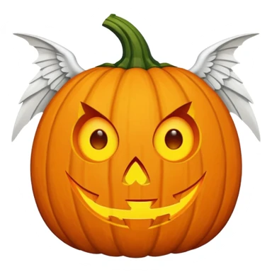 jack-o'-lantern with white wings and mystery symbols in the eyes. sticker