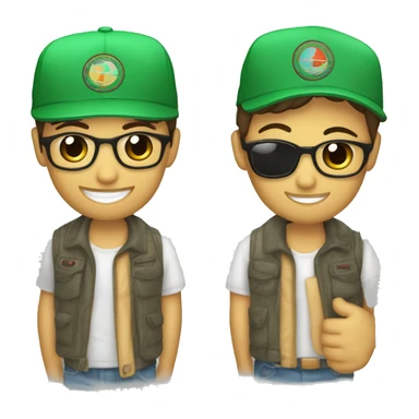 Un emoji chivi que tenga una gorra que le cubra toda la cara que la gorra sea verde muy clarísima Y que tenga un pañuelo abajo que tenga una Mancha roja Y que por todo tenga negro sticker