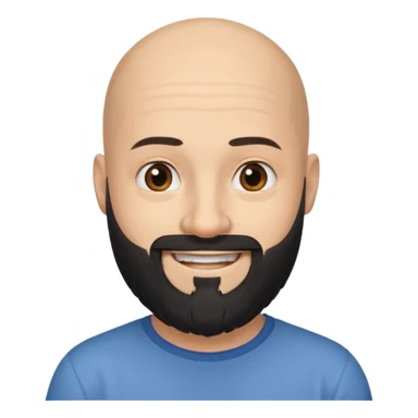 black long beard bald man with shirt sticker