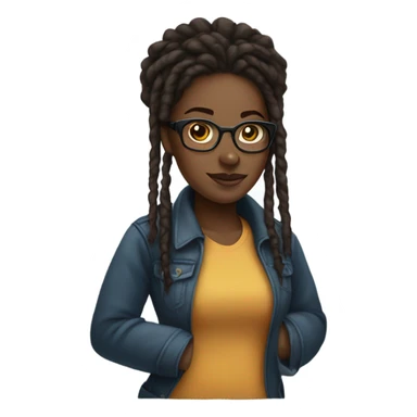 Black girl with locs and glasses sticker