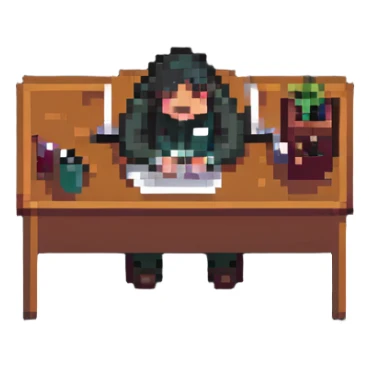 person sitting at a desk crying sticker