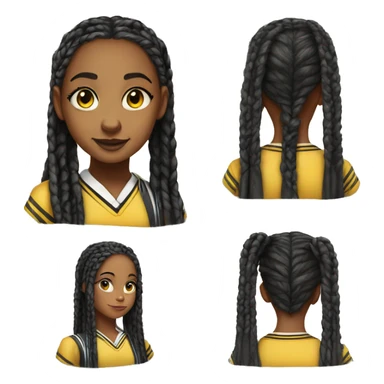  Hyper realistic girl with long box braids wearing Hufflepuff school uniform sticker