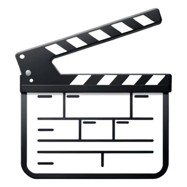 super simplified clapperboard icon, abstract geometric shape, minimal black strokes sticker