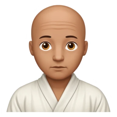 Male person, bald, with a brown complexion and a little plump, dressed in white with a robe and showing signs of age sticker