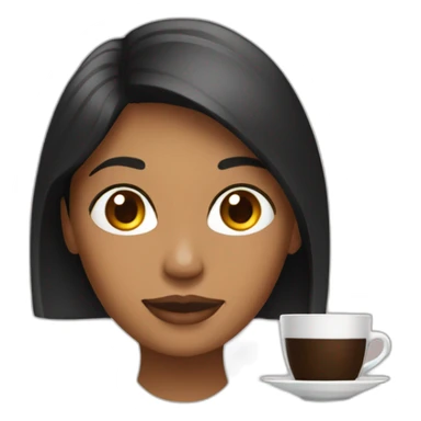 MUJER CON CABELLO NEGRO LARGO CON UNA TASA DE CAFE sticker