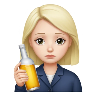 sad face holding alcohol bottle  sticker