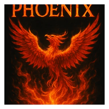 make image of phoenix with title, black background sticker
